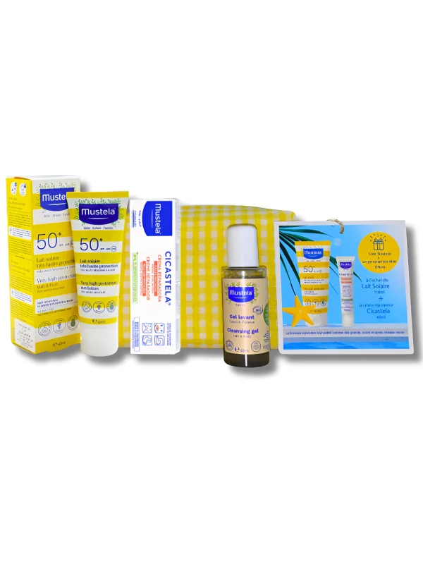 MUSTELA - TROUSSE LAIT SOLAIRE 100ML + CICASTELA CREME REPARATRICE 40ML + GEL LAVANT BIO 45ML OFFERT